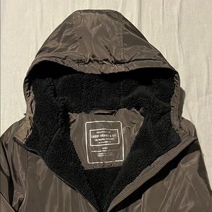 Women’s Lucky Brand Olive Green Hooded Mid Thigh Length Rain Jacket